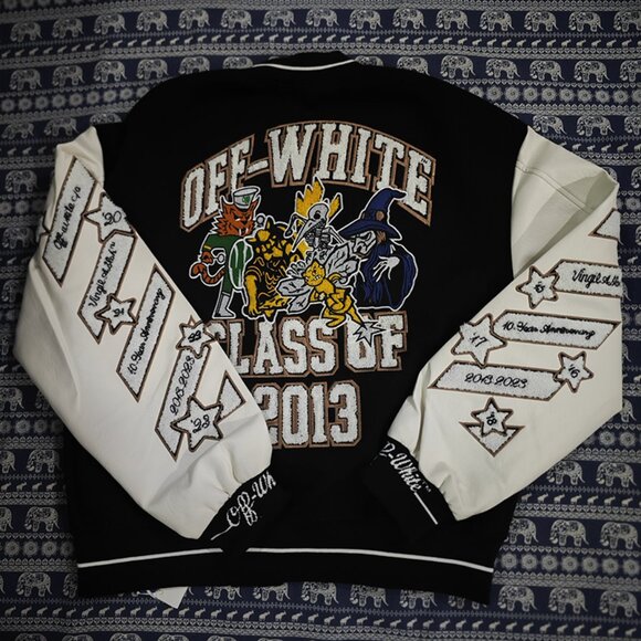 Off-White Black and White Baseball Jacket - Picture 5 of 6